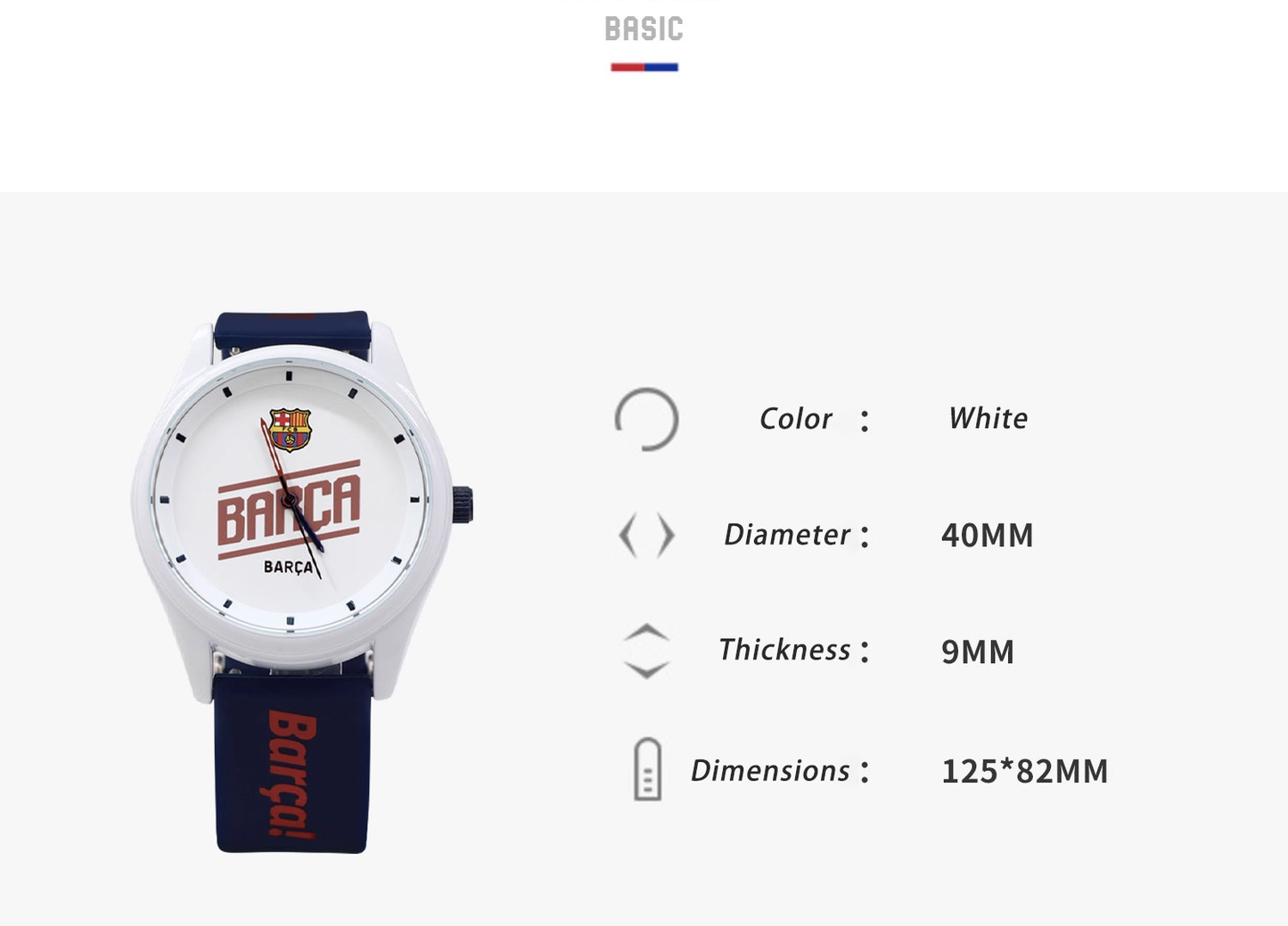 Barcelona Watch Silicone Strap Water-Resistant